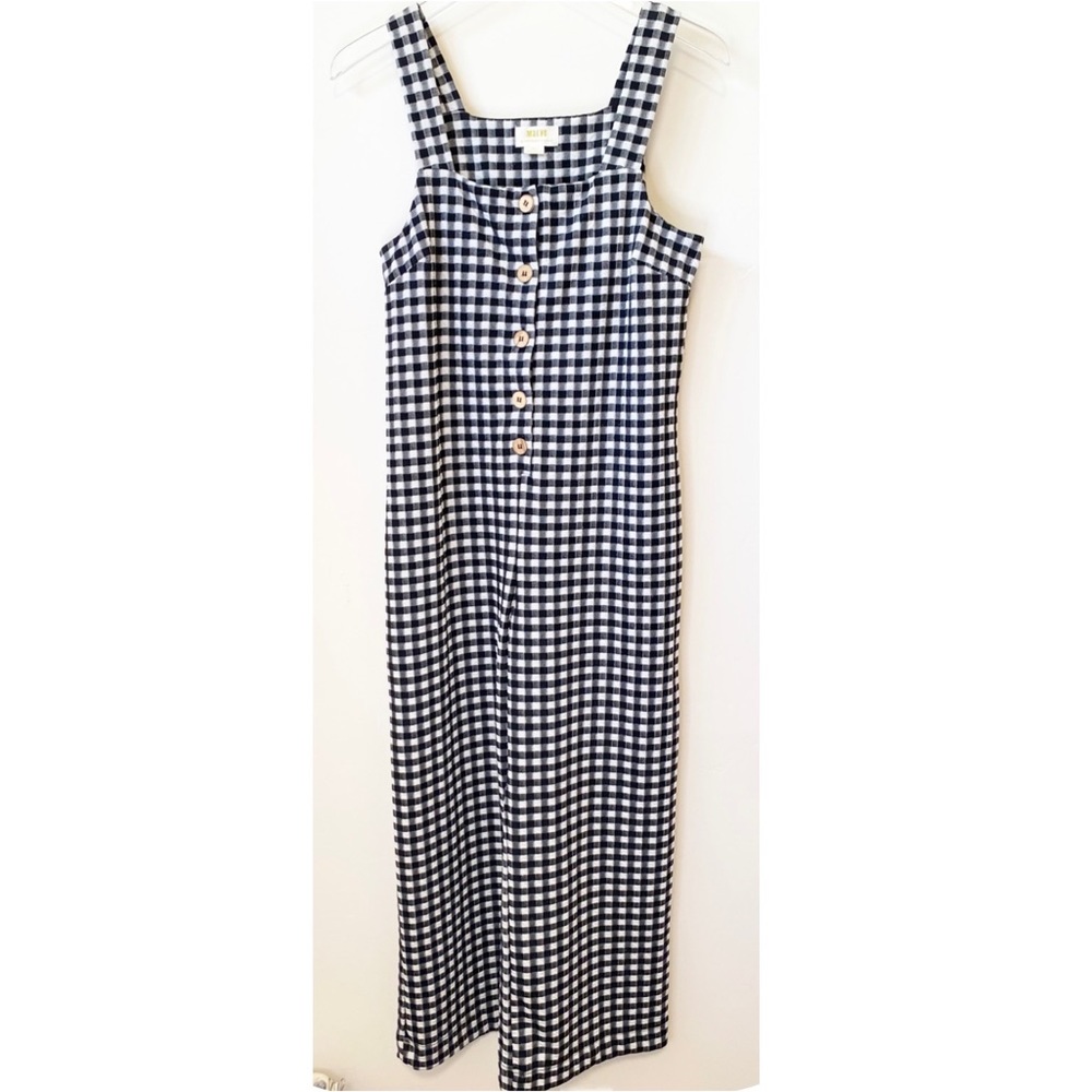 ANTHROPOLOGIE Maeve Overalls xs black white gingham